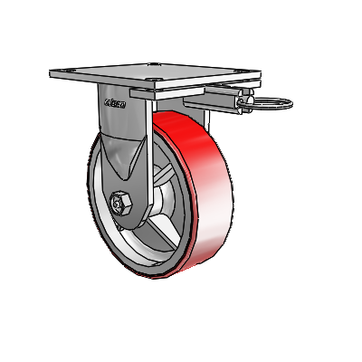 6 Series Kingpinless Casters Top Plate Rigid Caster with 6 x 2 Moldon Polyurethane (Cast Iron Core) Wheel