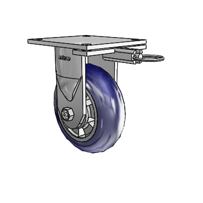 6 Series Kingpinless Casters Top Plate Rigid Caster with 6 x 2 Triumph (Round/Blue) Wheel