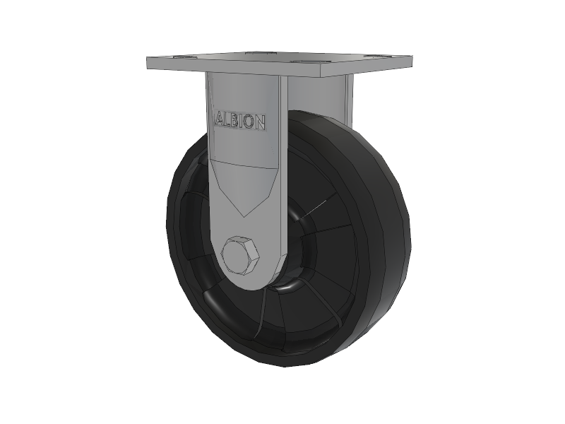 16 Series Top Plate Rigid Caster with 6 x 2 Black Nylon NG - Maxim Nylon Wheel