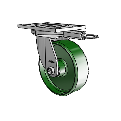 6 Series Casters Top Plate Swivel Zinc Caster with 6 x 2 Green Cast Iron Wheel