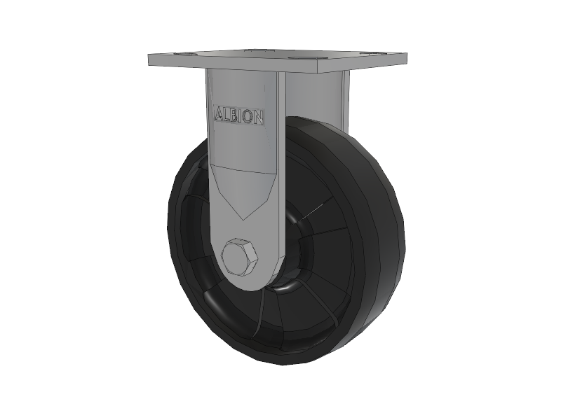 16 Series Top Plate Rigid Caster with 6 x 2 Black Nylon NG - Maxim Nylon Wheel