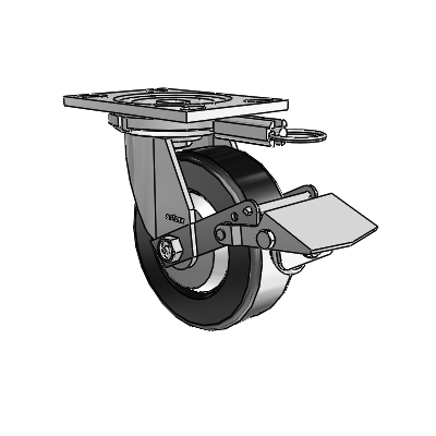 6 Series Casters Top Plate Swivel Zinc Caster with 6 x 2 Black Phenolic Wheel and Tread Lock Brake