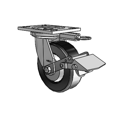 6 Series Casters Top Plate Swivel Zinc Caster with 6 x 2 Black Phenolic Wheel and Tread Lock Brake