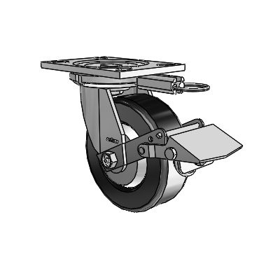 6 Series Casters Top Plate Swivel Zinc Caster with 6 x 2 Black Phenolic Wheel and Tread Lock Brake
