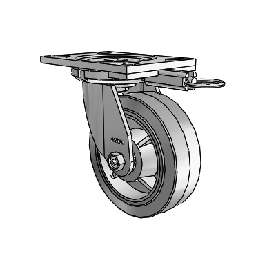 6 Series Casters Top Plate Swivel Zinc Caster with 6 x 2 Grey on Grey Performa Rubber (Flat/Grey) Wheel