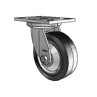 6 Series Casters Top Plate Swivel Zinc Caster with 6 x 2 Black on Grey Performa Rubber (Flat/Black) Wheel