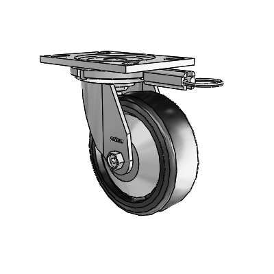 6 Series Casters Top Plate Swivel Zinc Caster with 6 x 2 Black on Black Trans-forma LT (Flat) Wheel