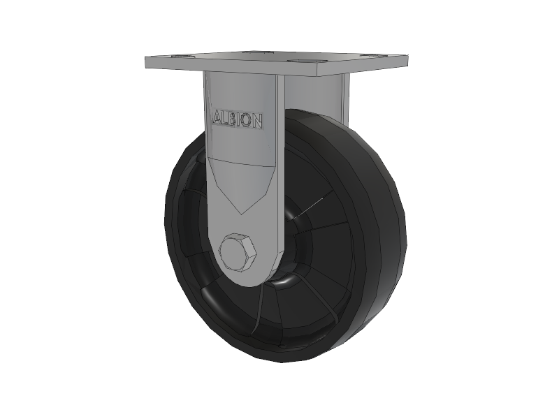 16 Series Top Plate Rigid Caster with 6 x 2 Black Nylon NG - Maxim Nylon Wheel