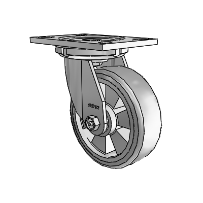 6 Series Casters Top Plate Swivel Zinc Caster with 6 x 2 Grey on Grey Trans-forma HD (Flat) Wheel