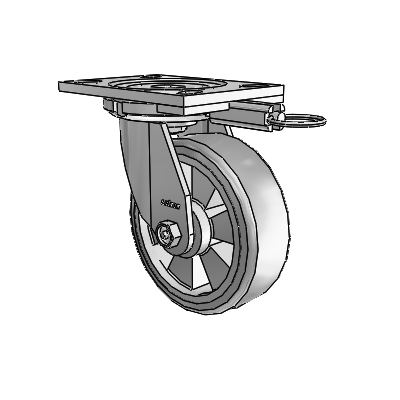 Roulettes de la série 6, plaque supérieure pivotante en zinc, avec 6 roues « 2 x 2 » grises sur fond gris Trans-forma HD (plates)