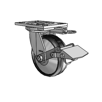 6 Series Casters Top Plate Swivel Zinc Caster with 6 x 2 Black Maxim Wheel and Tread Lock Brake