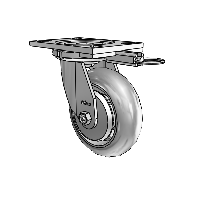 6 Series Casters Top Plate Swivel Zinc Caster with 6 x 2 Grey on Grey Performa Rubber (Round/Grey) Wheel