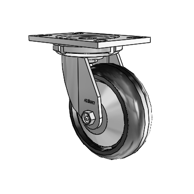 6 Series Casters Top Plate Swivel Zinc Caster with 6 x 2 Black on Black Trans-forma LT (Round) Wheel