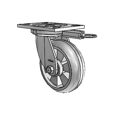 6 Series Casters Top Plate Swivel Zinc Caster with 6 x 2 Grey on Grey Trans-forma HD (Round) Wheel
