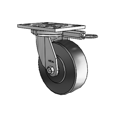 6 Series Casters Top Plate Swivel Zinc Caster with 6 x 2 Black Commander HD Wheel