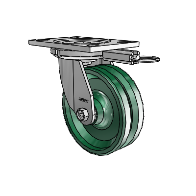 6 Series Casters Top Plate Swivel Zinc Caster with 6 x 2 Green V-Groove Wheel