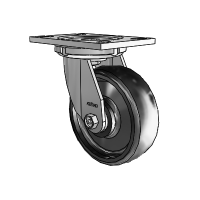 6 Series Casters Top Plate Swivel Zinc Caster with 6 x 2 Black Endura Solid Elastomer Wheel