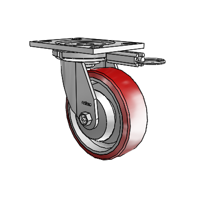 6 Series Casters Top Plate Swivel Zinc Caster with 6 x 2 Maroon on Silver Moldon Polyurethane (Aluminum Core) Wheel