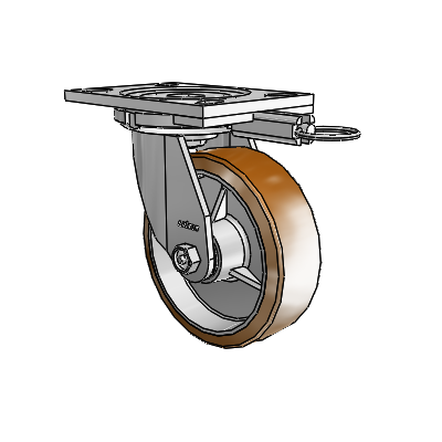 6 Series Casters Top Plate Swivel Zinc Caster with 6 x 2 Brown on Silver Moldon Nylon (Aluminum Core) Wheel