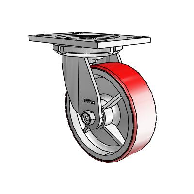 6 Series Casters Top Plate Swivel Zinc Caster with 6 x 2 Maroon on Silver Moldon Polyurethane (Cast Iron Core) Wheel