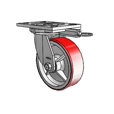 6 Series Casters Top Plate Swivel Zinc Caster with 6 x 2 Maroon on Silver Moldon Polyurethane (Cast Iron Core) Wheel