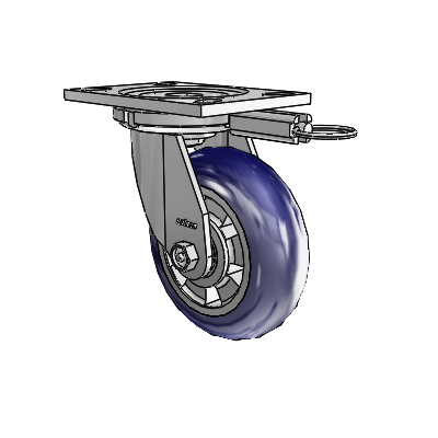 6 Series Casters Top Plate Swivel Zinc Caster with 6 x 2 Blue on Silver Triumph (Round/Blue) Wheel