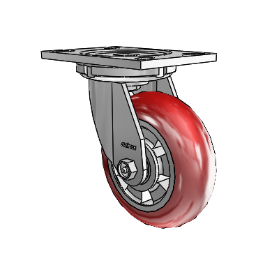 6 Series Casters Top Plate Swivel Zinc Caster with 6 x 2 Red on Silver Triumph (Round/Red) Wheel