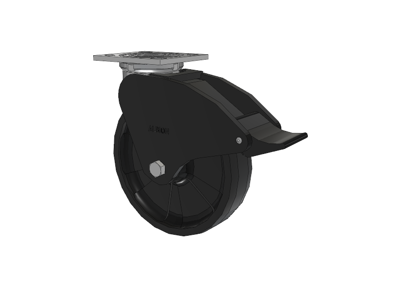 16 Series Top Plate Swivel Caster with 8 x 2 Black Nylon NG - Maxim Nylon Wheel and Total Lock Brake