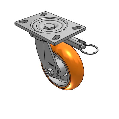 6 Series Casters Top Plate Swivel Caster with 6 x 2 CG Max Orange Wheel
