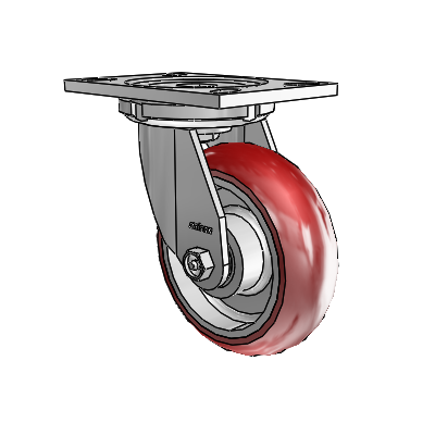 6 Series Casters Top Plate Swivel Zinc Caster with 6 x 2 Maroon on Silver CG Max Maroon Wheel