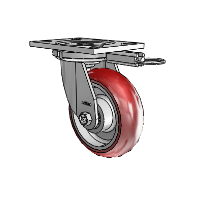 6 Series Casters Top Plate Swivel Zinc Caster with 6 x 2 Maroon on Silver CG Max Maroon Wheel