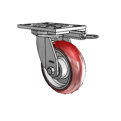 6 Series Casters Top Plate Swivel Zinc Caster with 6 x 2 Maroon on Silver CG Max Maroon Wheel