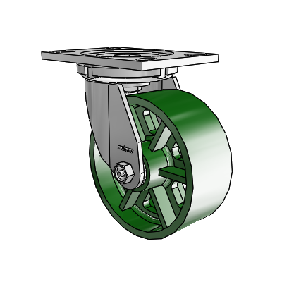 6 Series Casters Top Plate Swivel Zinc Caster with 6 x 2.5 Green Cast Iron Wheel