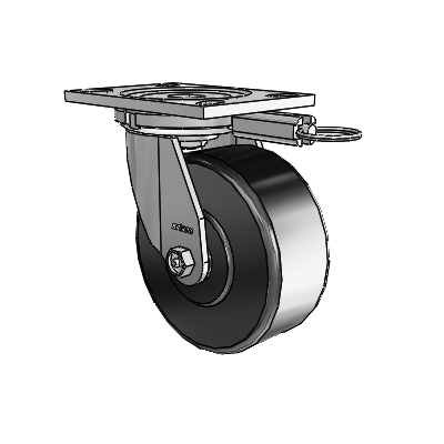 6 Series Casters Top Plate Swivel Zinc Caster with 6 x 2.5 Black Phenolic Wheel