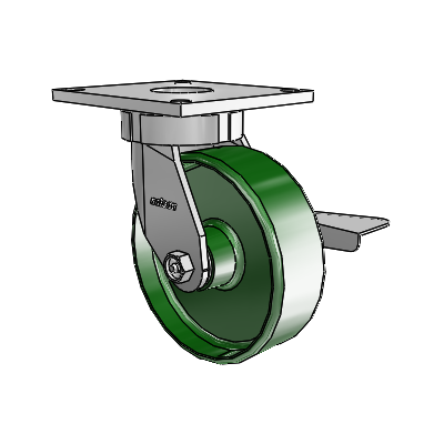 6 Series Kingpinless Casters Top Plate Swivel Caster with 6 x 2 Cast Iron Wheel and Side Lock Brake