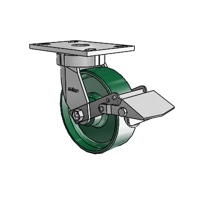 6 Series Kingpinless Casters Top Plate Swivel Caster with 6 x 2 Forged Steel Wheel and Tread Lock Brake