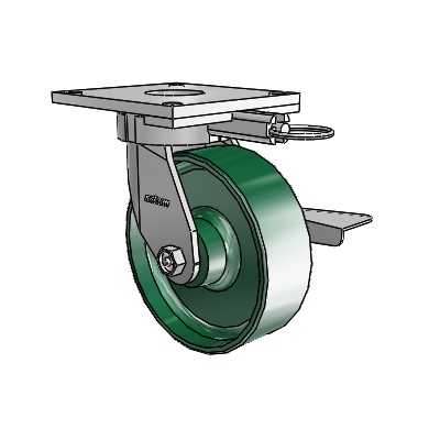 6 Series Kingpinless Casters Top Plate Swivel Caster with 6 x 2 Forged Steel Wheel and Side Lock Brake