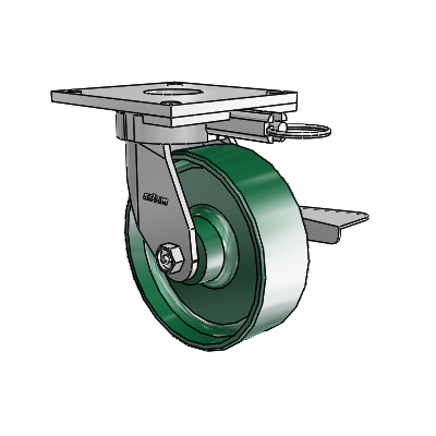 6 Series Kingpinless Casters Top Plate Swivel Caster with 6 x 2 Forged Steel Wheel and Side Lock Brake