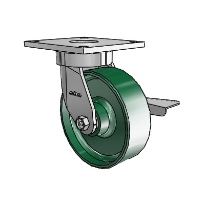 6 Series Kingpinless Casters Top Plate Swivel Caster with 6 x 2 Forged Steel Wheel and Side Lock Brake