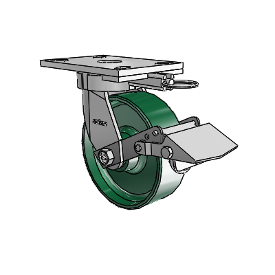 6 Series Kingpinless Casters Top Plate Swivel Caster with 6 x 2 Forged Steel Wheel and Tread Lock Brake