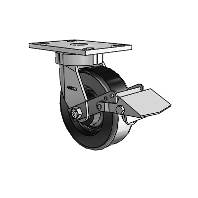 6 Series Kingpinless Casters Top Plate Swivel Caster with 6 x 2 Phenolic Wheel and Tread Lock Brake
