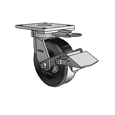6 Series Kingpinless Casters Top Plate Swivel Caster with 6 x 2 Phenolic Wheel and Tread Lock Brake