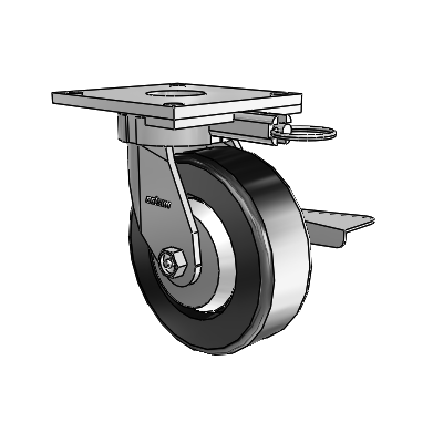 6 Series Kingpinless Casters Top Plate Swivel Caster with 6 x 2 Phenolic Wheel and Side Lock Brake