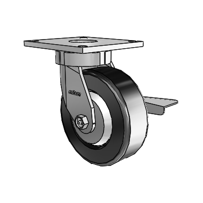 6 Series Kingpinless Casters Top Plate Swivel Caster with 6 x 2 Phenolic Wheel and Side Lock Brake