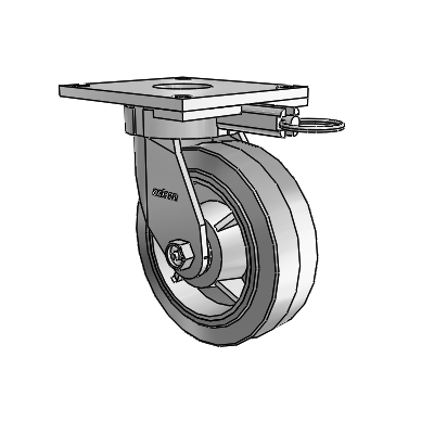 6 Series Kingpinless Casters Top Plate Swivel Caster with 6 x 2 Performa Rubber (Flat/Grey) Wheel