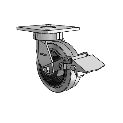 6 Series Kingpinless Casters Top Plate Swivel Caster with 6 x 2 Performa Rubber (Flat/Conductive) Wheel and Tread Lock Brake