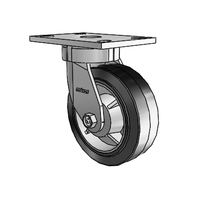 6 Series Kingpinless Casters Top Plate Swivel Caster with 6 x 2 Performa Rubber (Flat/Black) Wheel