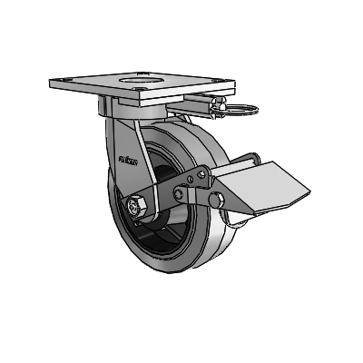 6 Series Kingpinless Casters Top Plate Swivel Caster with 6 x 2 Performa Rubber (Flat/Conductive) Wheel and Tread Lock Brake