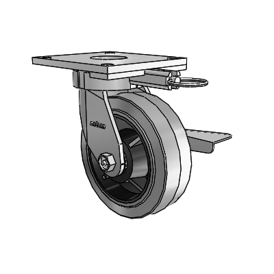 6 Series Kingpinless Casters Top Plate Swivel Caster with 6 x 2 Performa Rubber (Flat/Conductive) Wheel and Side Lock Brake
