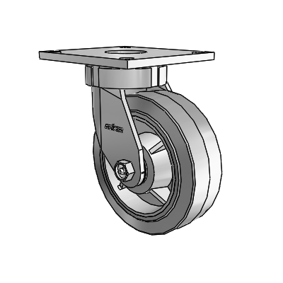 6 Series Kingpinless Casters Top Plate Swivel Caster with 6 x 2 Performa Rubber (Flat/Grey) Wheel
